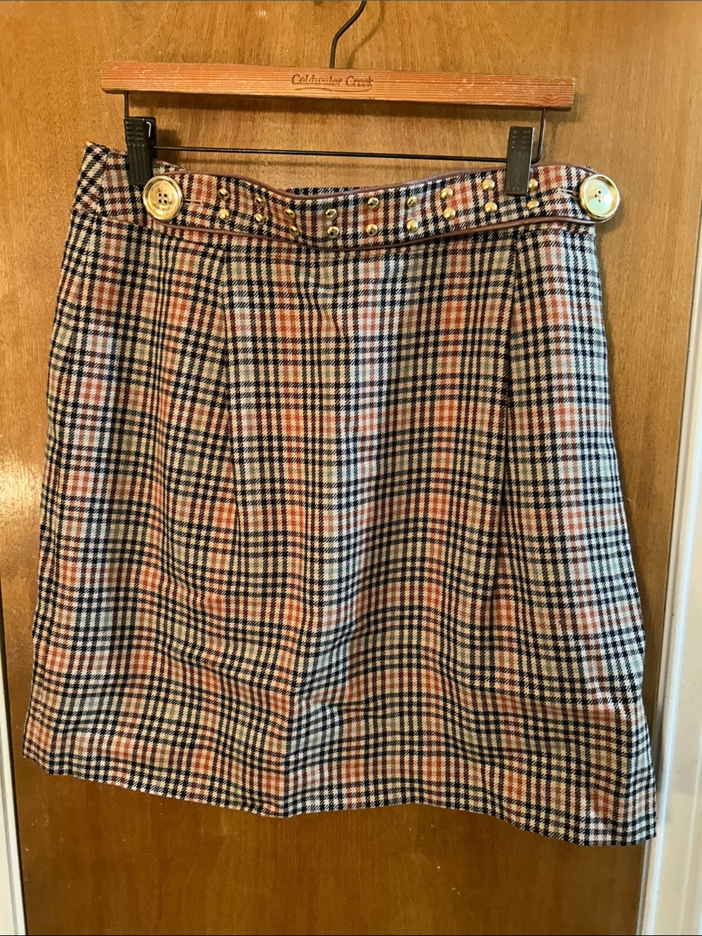 Tory Burch Classic Plaid A-Line Skirt in Navy and Tan. Like new. 12